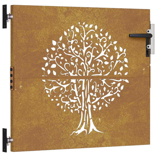 vidaXL Πύλη Κήπου με Σχέδιο Δέντρο 85 x 100 εκ. από Ατσάλι Corten