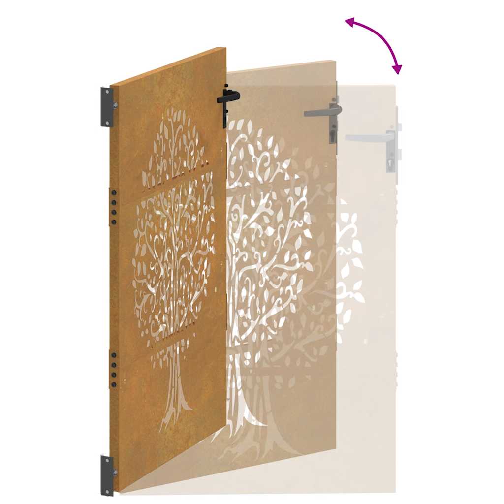 vidaXL Πύλη Κήπου με Σχέδιο Δέντρου 85 x 125 εκ. από Ατσάλι Corten