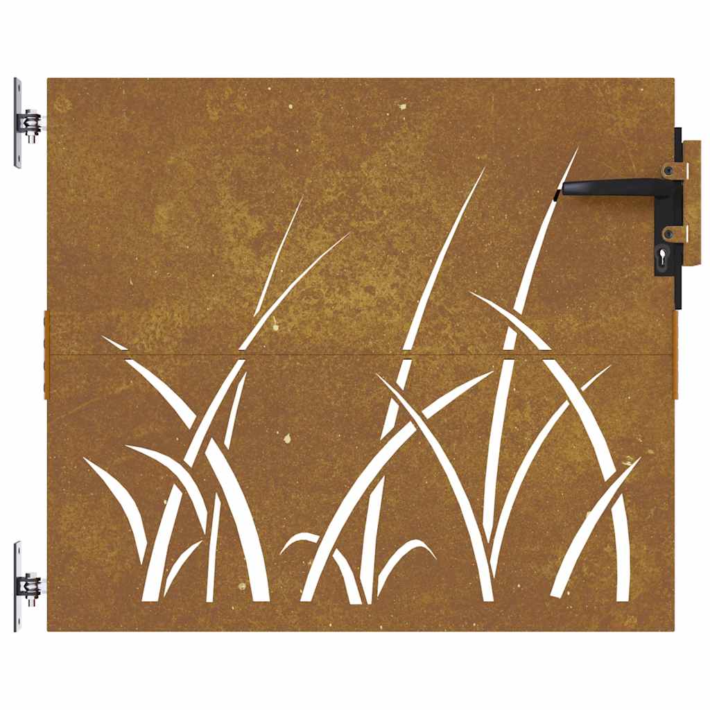 vidaXL Πόρτα Κήπου με Σχέδιο Χόρτου από Ατσάλι Corten 85x75 εκ.