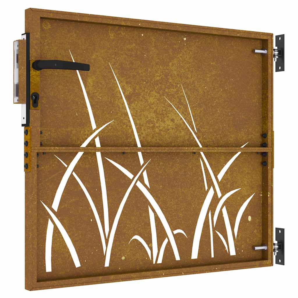 vidaXL Πόρτα Κήπου με Σχέδιο Χόρτου από Ατσάλι Corten 85x75 εκ.