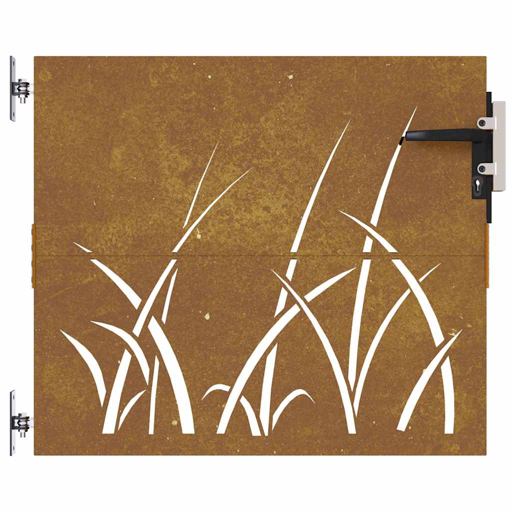 vidaXL Πύλη Κήπου με Σχέδιο Γρασίδι 85 x 100 εκ. από Ατσάλι Corten