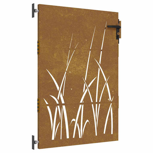 vidaXL Πόρτα Κήπου με Σχέδιο Χόρτου από Ατσάλι Corten 85x150 εκ.