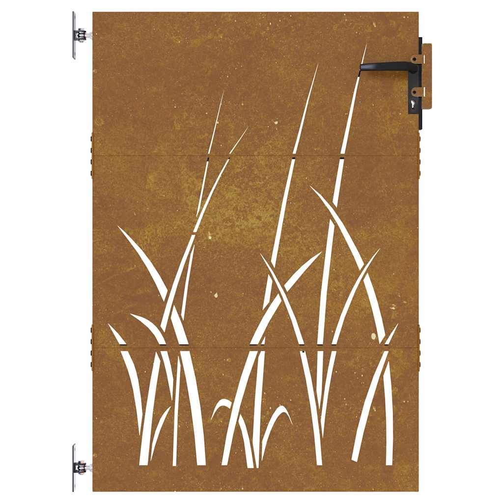 vidaXL Πόρτα Κήπου με Σχέδιο Χόρτου από Ατσάλι Corten 85x150 εκ.