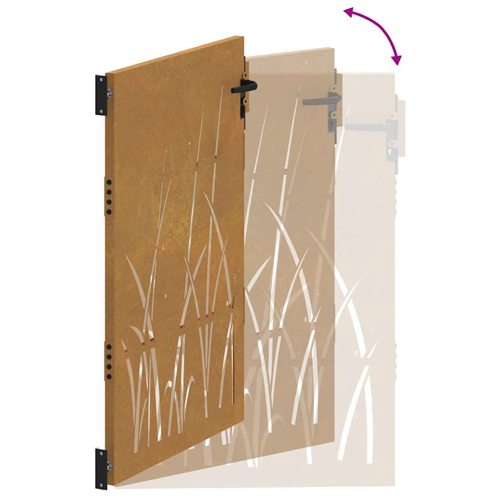 vidaXL Πόρτα Κήπου με Σχέδιο Χόρτου από Ατσάλι Corten 85x150 εκ.