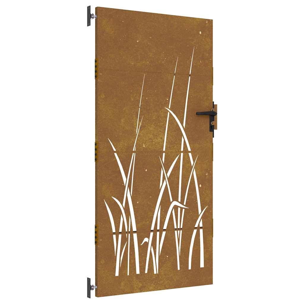 vidaXL Πόρτα Κήπου με Σχέδιο Χόρτου από Ατσάλι Corten 85x175 εκ.