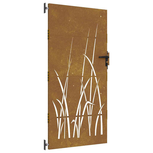 vidaXL Πόρτα Κήπου με Σχέδιο Χόρτου από Ατσάλι Corten 85x175 εκ.