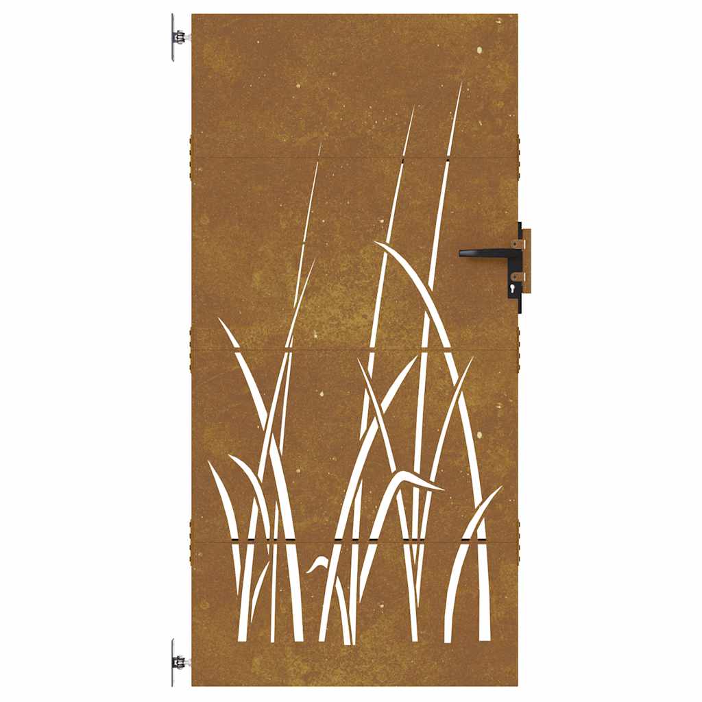 vidaXL Πόρτα Κήπου με Σχέδιο Χόρτου από Ατσάλι Corten 85x175 εκ.