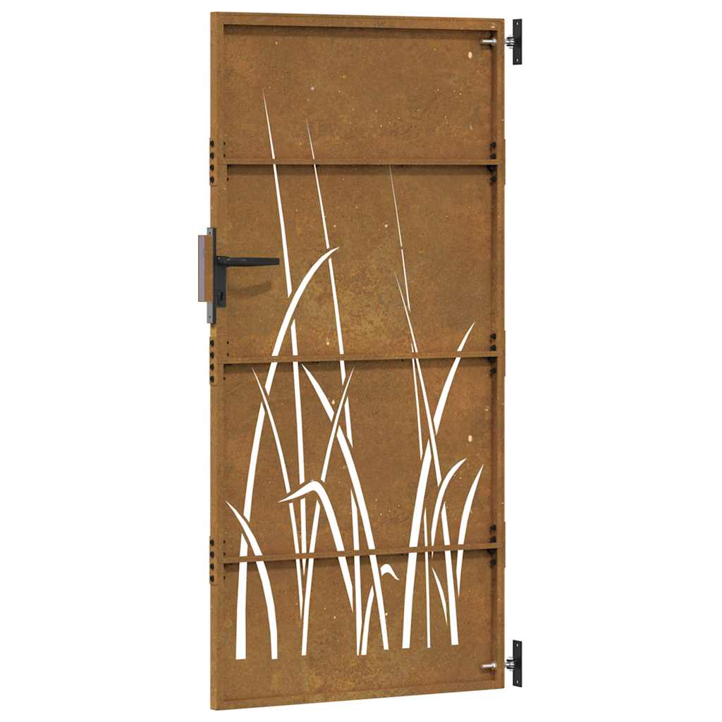 vidaXL Πόρτα Κήπου με Σχέδιο Χόρτου από Ατσάλι Corten 85x175 εκ.