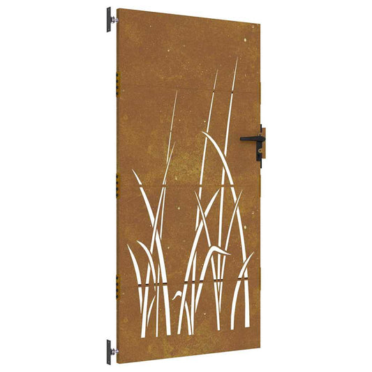 vidaXL Πόρτα Κήπου με Σχέδιο Χόρτου από Ατσάλι Corten 85 x 200 εκ.