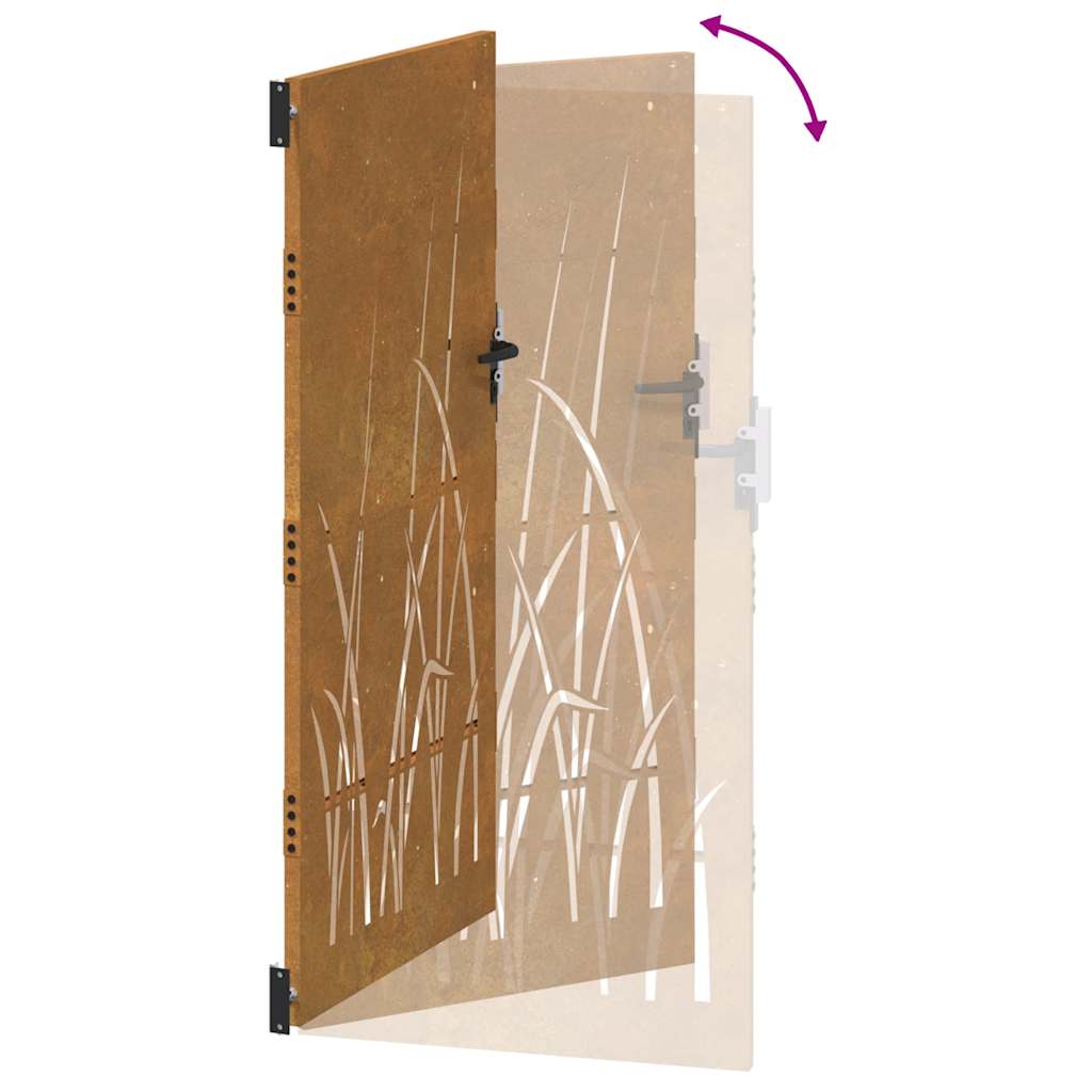 vidaXL Πύλη Κήπου με Σχέδιο Γρασίδι 85 x 200 εκ. από Ατσάλι Corten