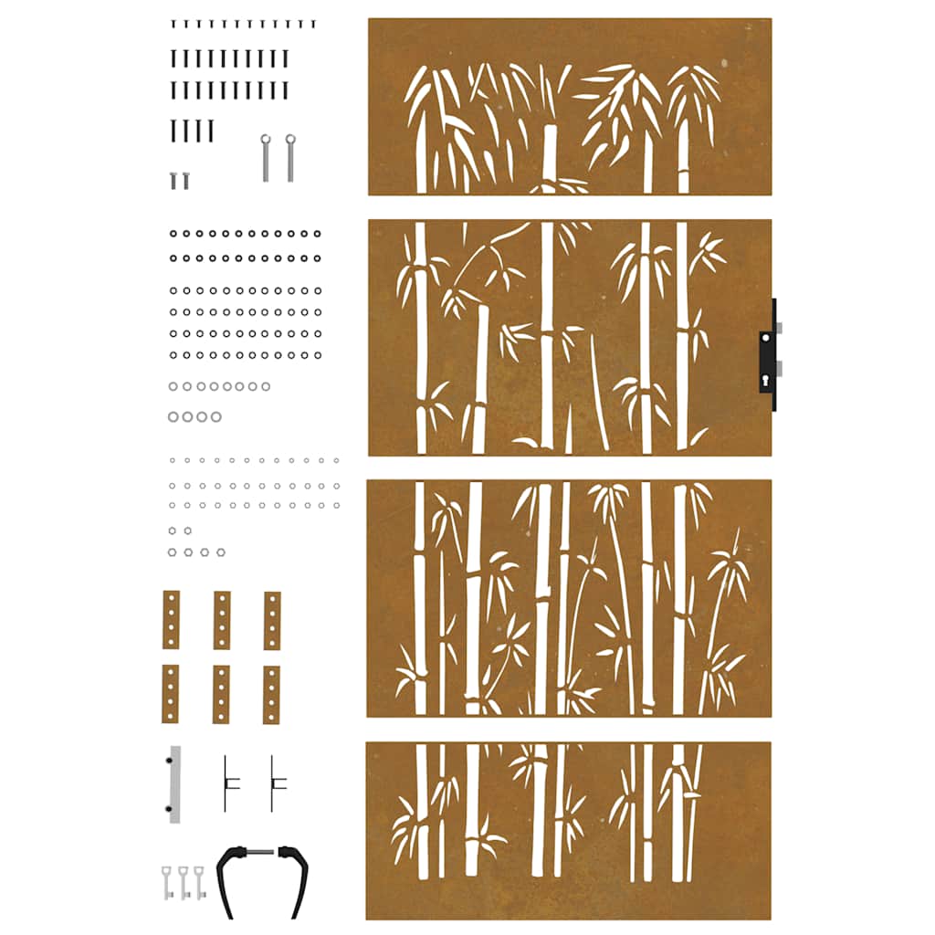 vidaXL Πύλη Κήπου με Σχέδιο Μπαμπού 85 x 200 εκ. από Ατσάλι Corten