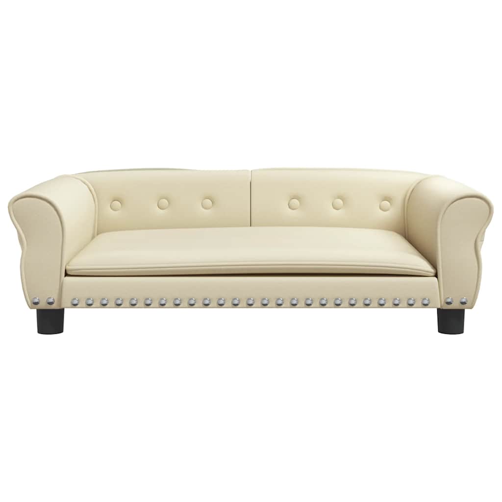 vidaXL Κρεβάτι Σκύλου Κρεμ 95 x 55 x 30 εκ. από Συνθετικό Δέρμα