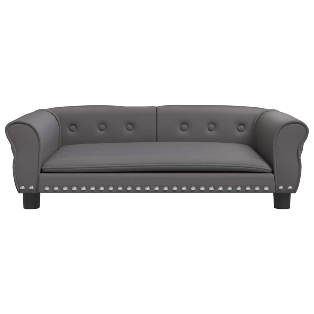 vidaXL Κρεβάτι Σκύλου Γκρι 95 x 55 x 30 εκ. από Συνθετικό Δέρμα