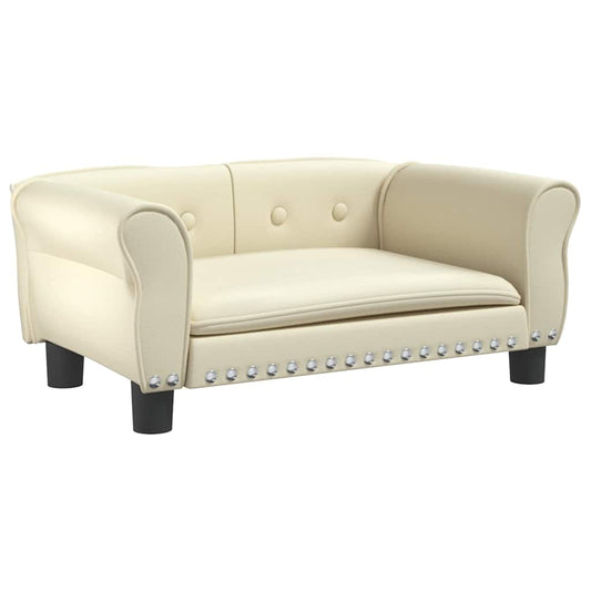 vidaXL Κρεβάτι Σκύλου Κρεμ 70 x 45 x 30 εκ. από Συνθετικό Δέρμα