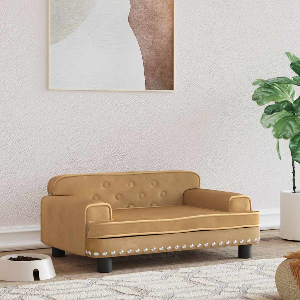 vidaXL Κρεβάτι Σκύλου Καφέ 70 x 45 x 30 εκ. Βελούδινο