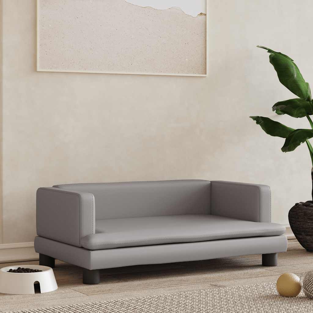 vidaXL Κρεβάτι Σκύλου Γκρι 80 x 45 x 30 εκ. από Συνθετικό Δέρμα