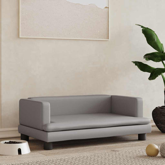 vidaXL Κρεβάτι Σκύλου Γκρι 80 x 45 x 30 εκ. από Συνθετικό Δέρμα