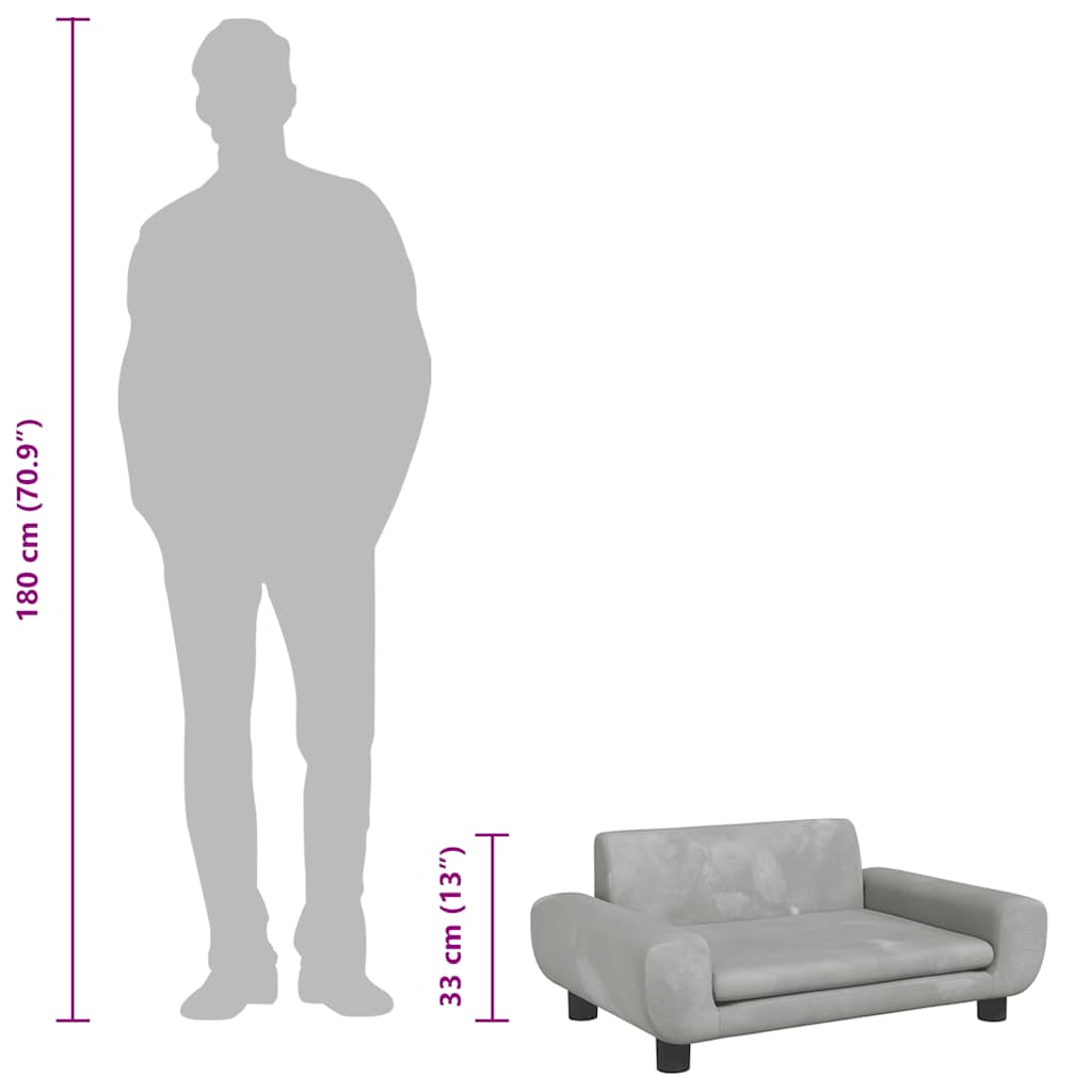 vidaXL Κρεβάτι Σκύλου Ανοιχτό Γκρι 70 x 45 x 33 εκ. Βελούδινο