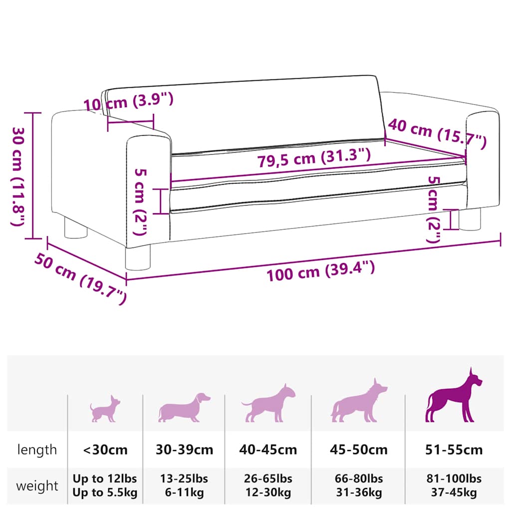 vidaXL Κρεβάτι Σκύλου με Προέκταση Κρεμ 100x50x30 εκ. Συνθετικό Δέρμα