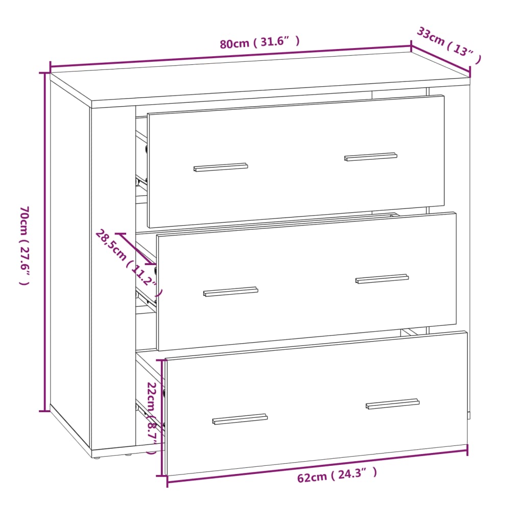 vidaXL Ντουλάπι Καπνιστή Δρυς 80x33x70 εκ. από Επεξεργασμένο Ξύλο