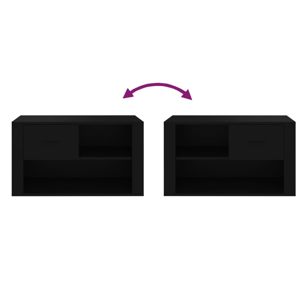 vidaXL Παπουτσοθήκη Μαύρη 80x35x45 εκ. από Επεξεργασμένο Ξύλο