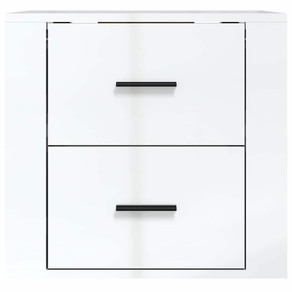 vidaXL Κομοδίνο Επιτοίχιο Γυαλιστερό Λευκό 50 x 36 x 47 εκ.