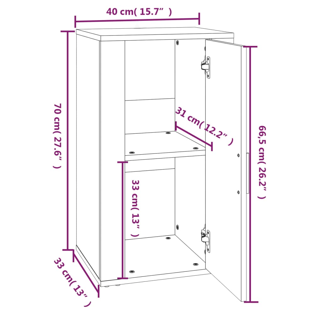 vidaXL Ντουλάπι Καπνιστή Δρυς 40 x 33 x 70 εκ. από Επεξεργασμένο Ξύλο