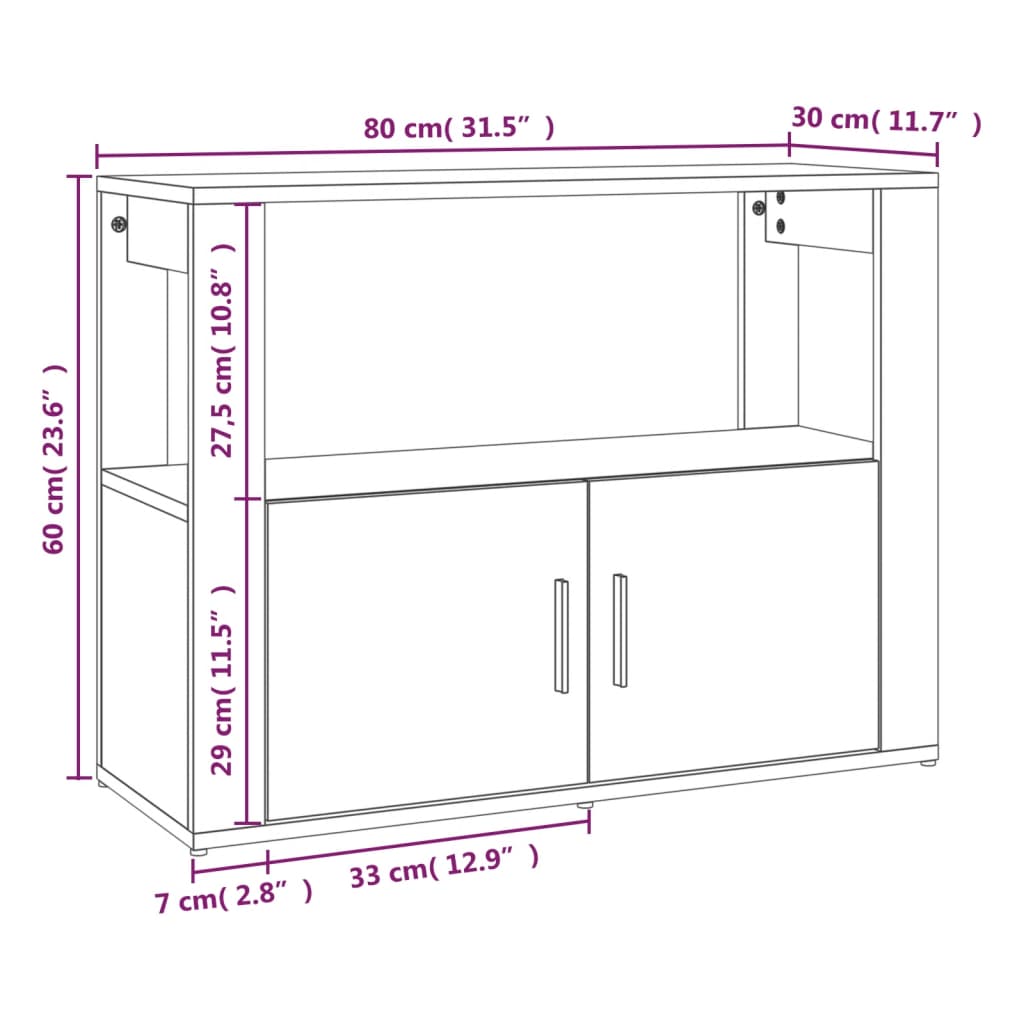 vidaXL Ντουλάπι Sonoma Δρυς 80x30x60 εκ. από Επεξεργασμένο Ξύλο
