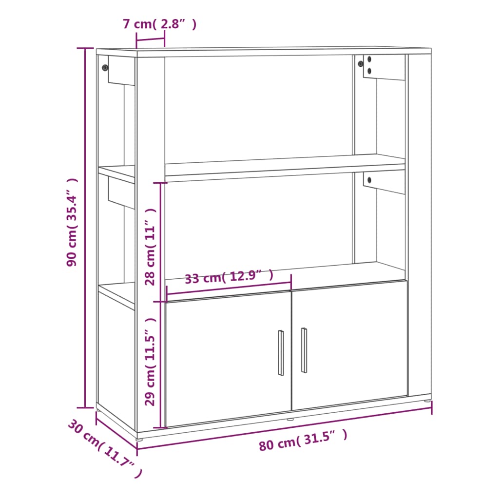 vidaXL Ντουλάπι Γκρι Sonoma 80x30x90 εκ. από Επεξεργασμένο Ξύλο