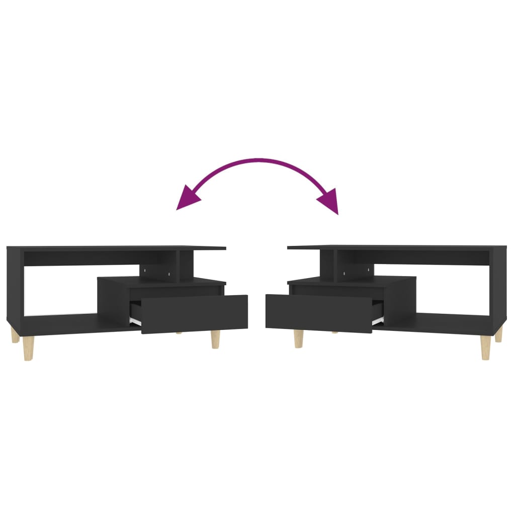 vidaXL Τραπεζάκι Σαλονιού Μαύρο 90x49x45 εκ. Επεξεργασμένο Ξύλο