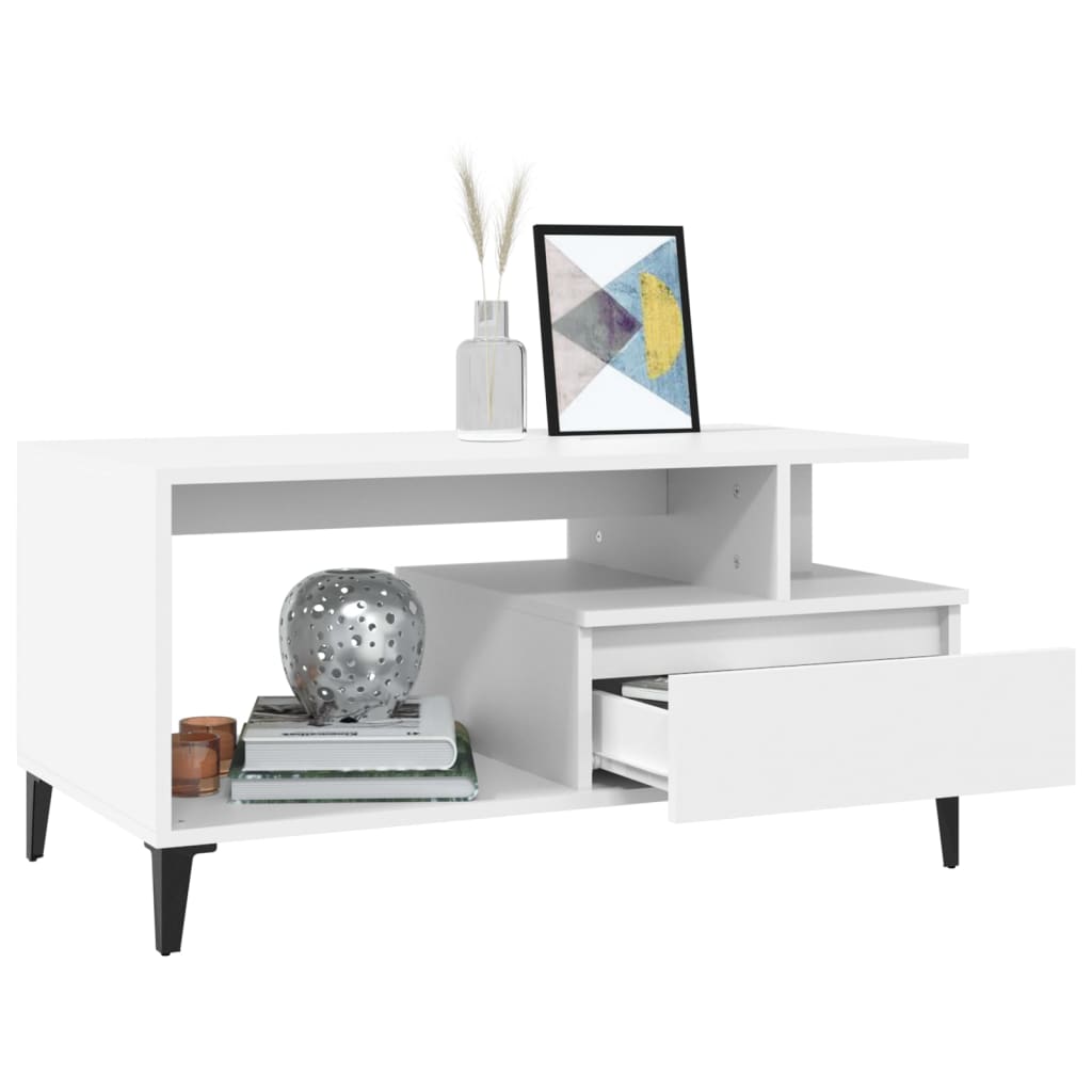 vidaXL Τραπεζάκι Σαλονιού Λευκό 90 x 49 x45 εκ. από Επεξεργασμένο Ξύλο