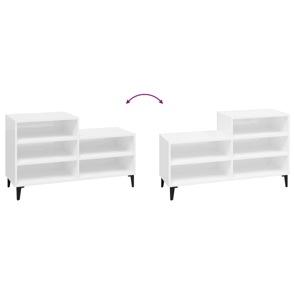 vidaXL Παπουτσοθήκη Γυαλιστερό Λευκό 102x36x60 εκ. Επεξεργασμένο Ξύλο