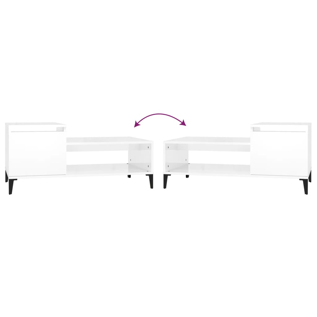 vidaXL Τραπεζάκι Σαλονιού Γυαλ. Λευκό 100x50x45 εκ. Επεξεργ. Ξύλο