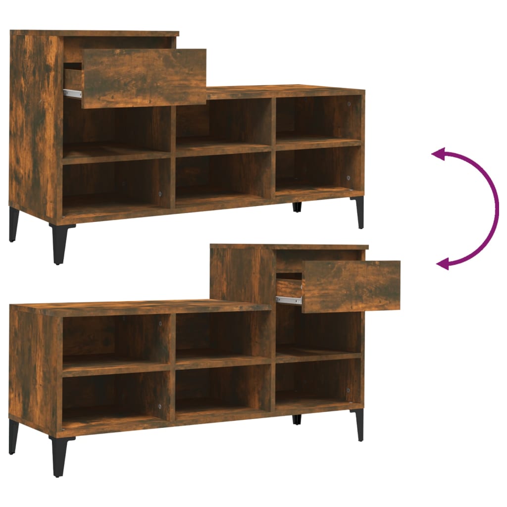 vidaXL Παπουτσοθήκη Καπνιστή Δρυς 102x36x60 εκ. από Επεξεργασμένο Ξύλο