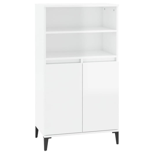vidaXL Ντουλάπι Γυαλ. Λευκό 60 x 36 x 110 εκ. από Επεξεργασμένο Ξύλο