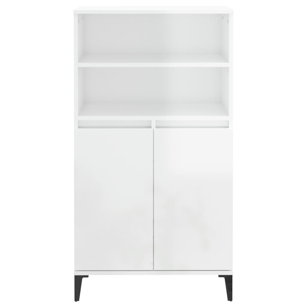 vidaXL Ντουλάπι Γυαλ. Λευκό 60 x 36 x 110 εκ. από Επεξεργασμένο Ξύλο