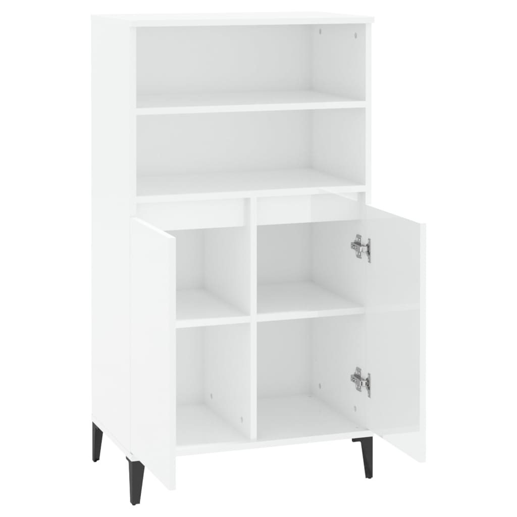 vidaXL Ντουλάπι Γυαλ. Λευκό 60 x 36 x 110 εκ. από Επεξεργασμένο Ξύλο