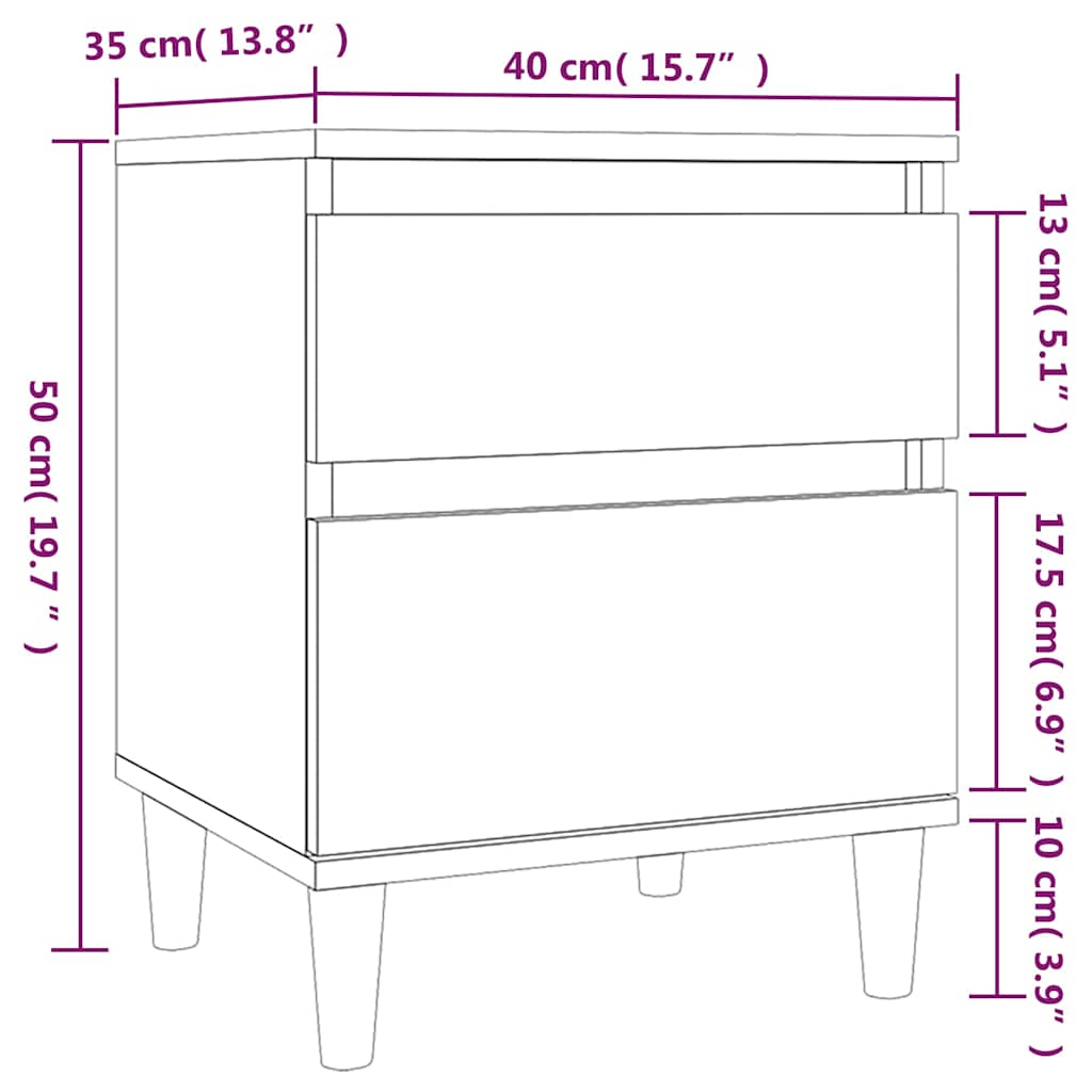 vidaXL Κομοδίνα 2 τεμ. Καπνιστή Δρυς 40 x 35 x 50 εκ.