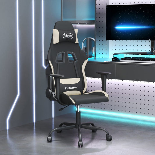 vidaXL Καρέκλα Gaming Μαύρη και Κρεμ Υφασμάτινη