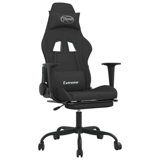 vidaXL Καρέκλα Gaming Μαύρη Ύφασμα με Υποπόδιο