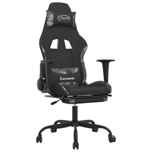vidaXL Καρέκλα Gaming Μαύρο/Παραλλαγή Ύφασμα με Υποπόδιο