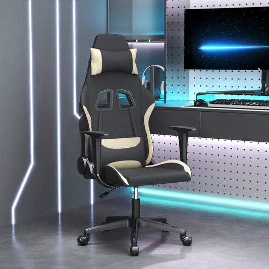 vidaXL Καρέκλα Gaming Μαύρη και Κρεμ Υφασμάτινη