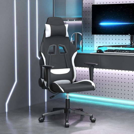 vidaXL Καρέκλα Gaming Μαύρη και Λευκό Υφασμάτινη