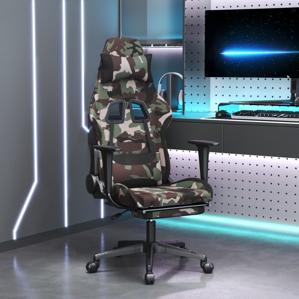 vidaXL Καρέκλα Gaming Παραλλαγή/Μαύρο Ύφασμα με Υποπόδιο