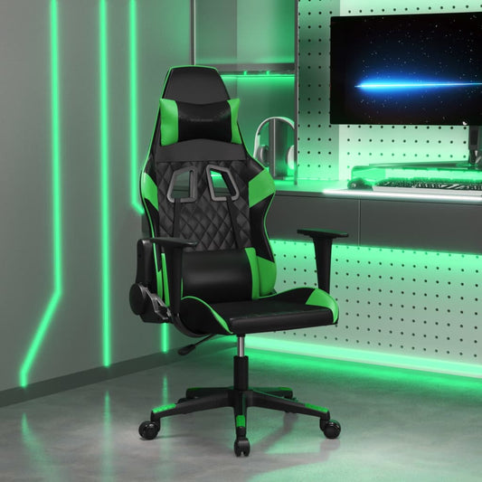 vidaXL Καρέκλα Gaming Μαύρο/πράσινο από Συνθετικό Δέρμα