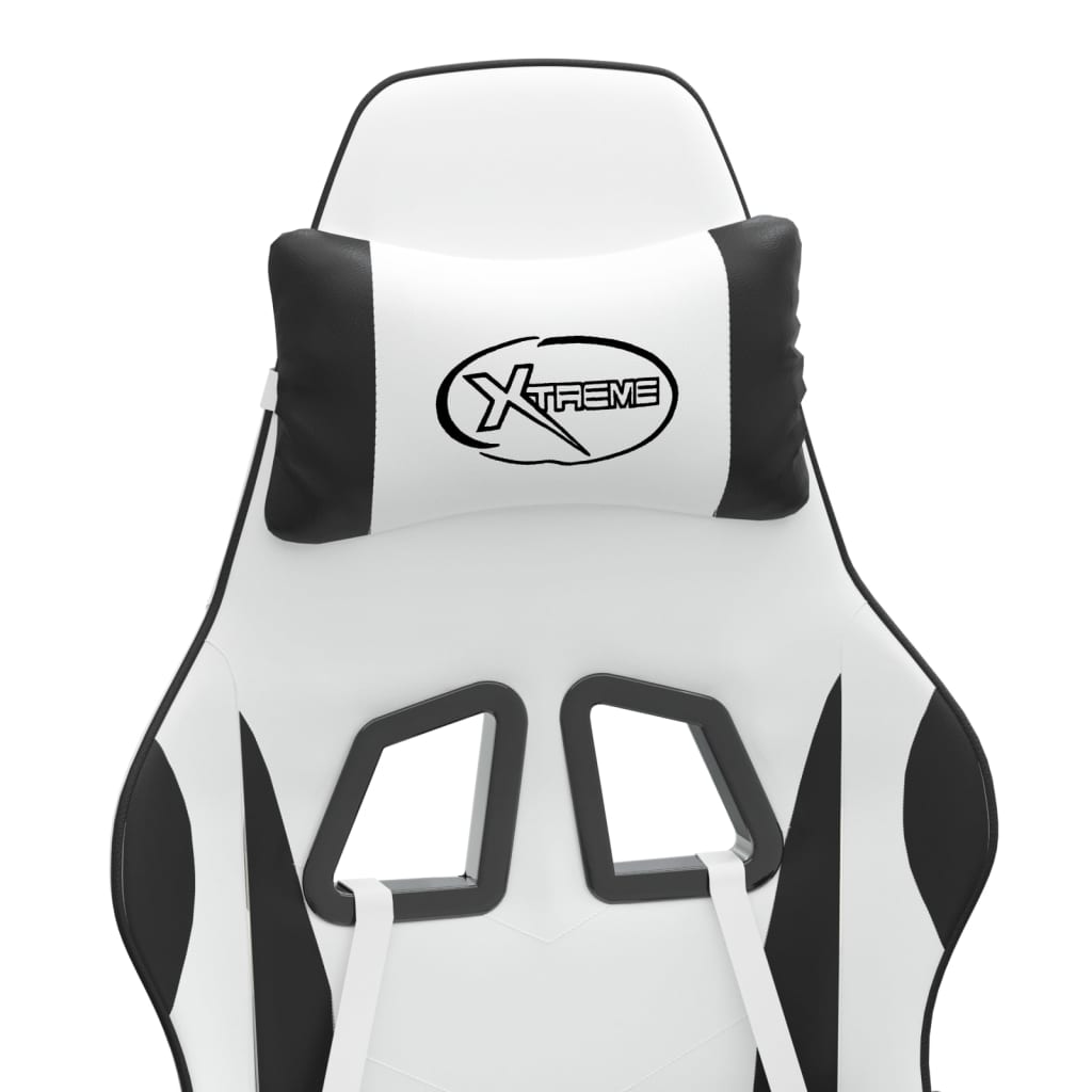 vidaXL Καρέκλα Gaming με Υποπόδιο Λευκό και Μαύρο από Συνθετικό Δέρμα