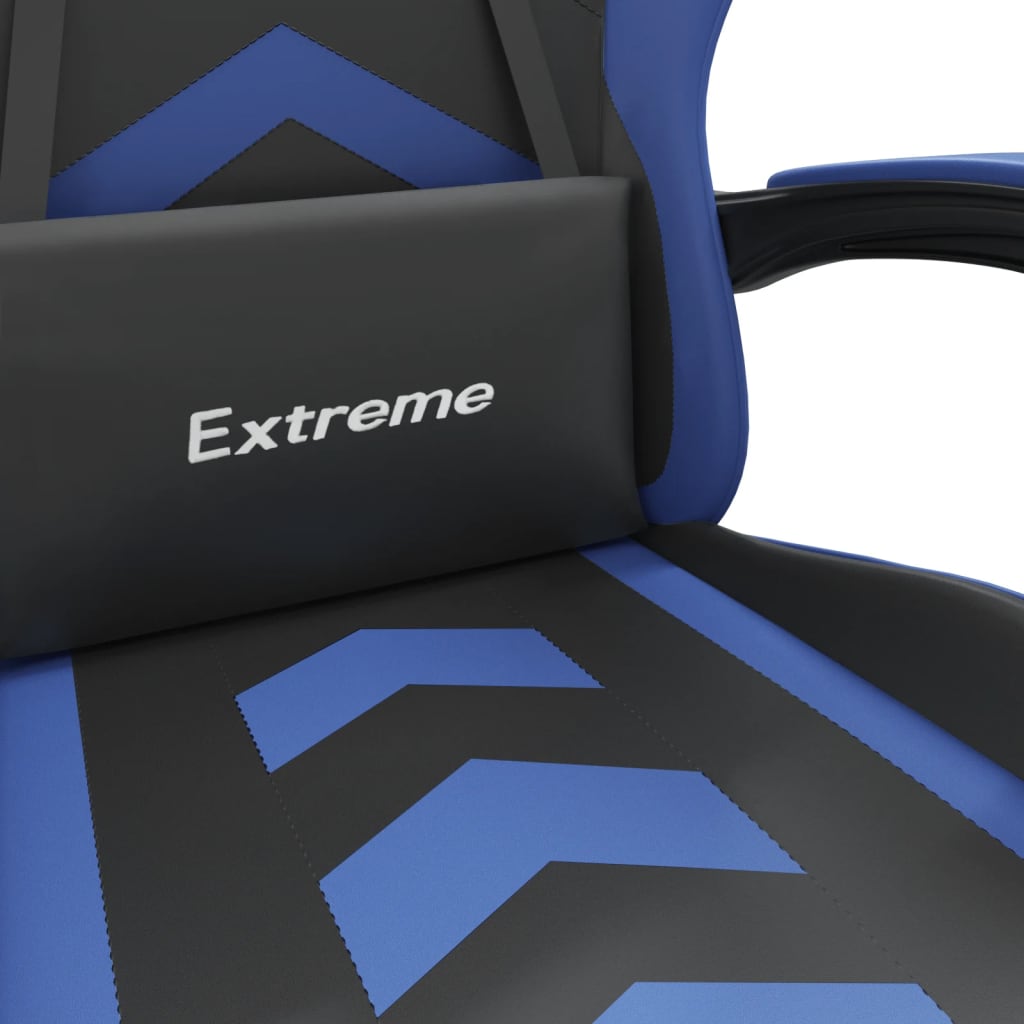 vidaXL Καρέκλα Gaming Μασάζ Υποπόδιο Μαύρο/μπλε από Συνθετικό Δέρμα