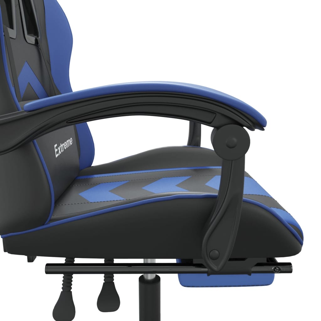 vidaXL Καρέκλα Gaming Μασάζ Υποπόδιο Μαύρο/μπλε από Συνθετικό Δέρμα