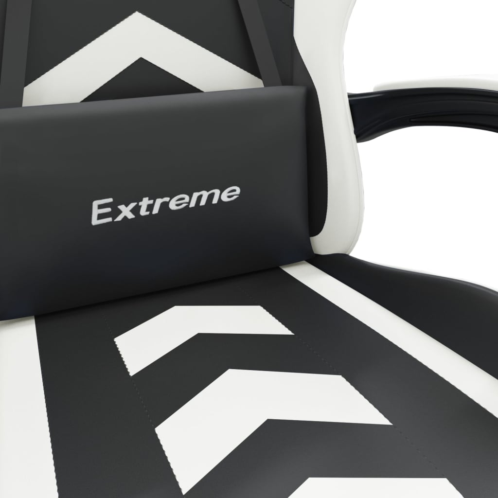 vidaXL Καρέκλα Gaming Μασάζ Υποπόδιο Μαύρο/Λευκό από Συνθετικό Δέρμα