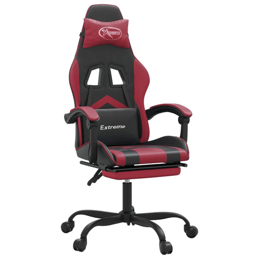 vidaXL Καρέκλα Gaming Μασάζ Υποπόδιο Μαύρο/Μπορντό από Συνθετικό Δέρμα